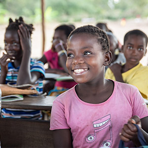 Children at school in Mozambique continue their education after cyclone Idai.