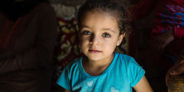A 3-year-old girl named Basmla, in her uncle’s home in Egypt. Photo credit: Victoria Zegler/Save the Children, December 2017. 