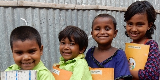 Young boys and girls in Bangladesh attend school with the assistance of Save the Children sponsors in the United States. Photo Credit: Save the Children 2016.