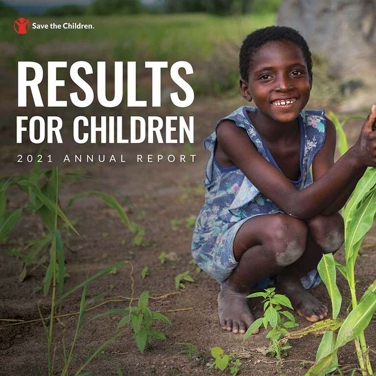 The cover of Save the Children's 2021 Annual Report
