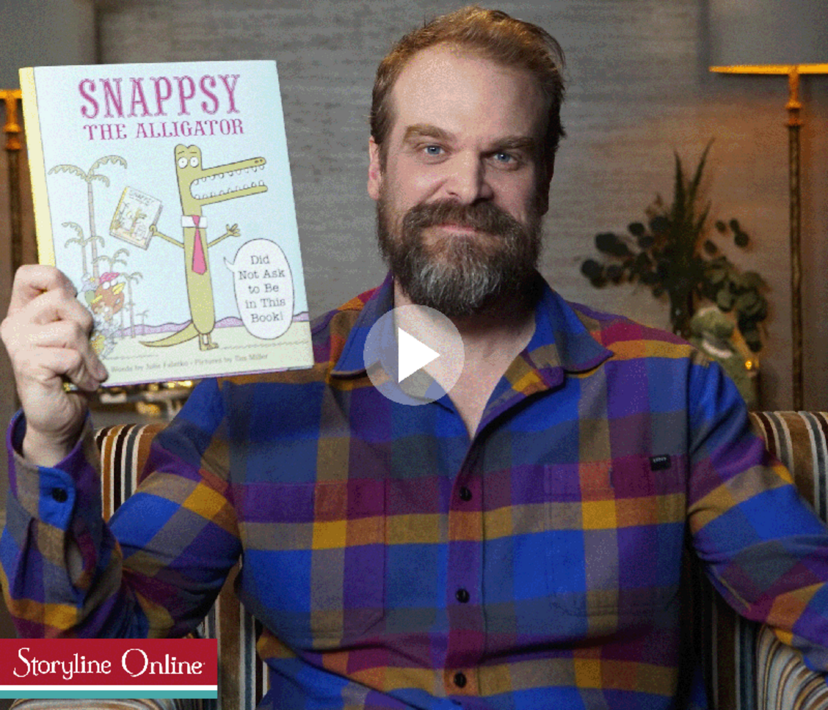 Actor, David Harbour reads “Snappsy the Alligator(Did Not  Ask to Be in This Book)”
