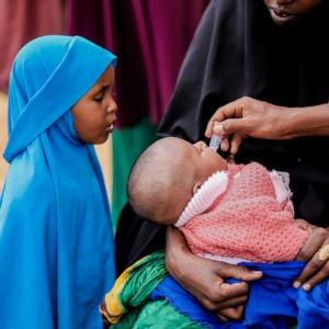 A child being immunised at Dikoba outreach centre in Mandera, Kenya.