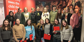 Photo of Fairfield County Leadership Youth Council members in Save the Children's Connecticut office.