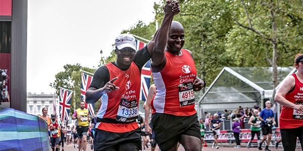 Father and son running the London Marathon to support Save the Children