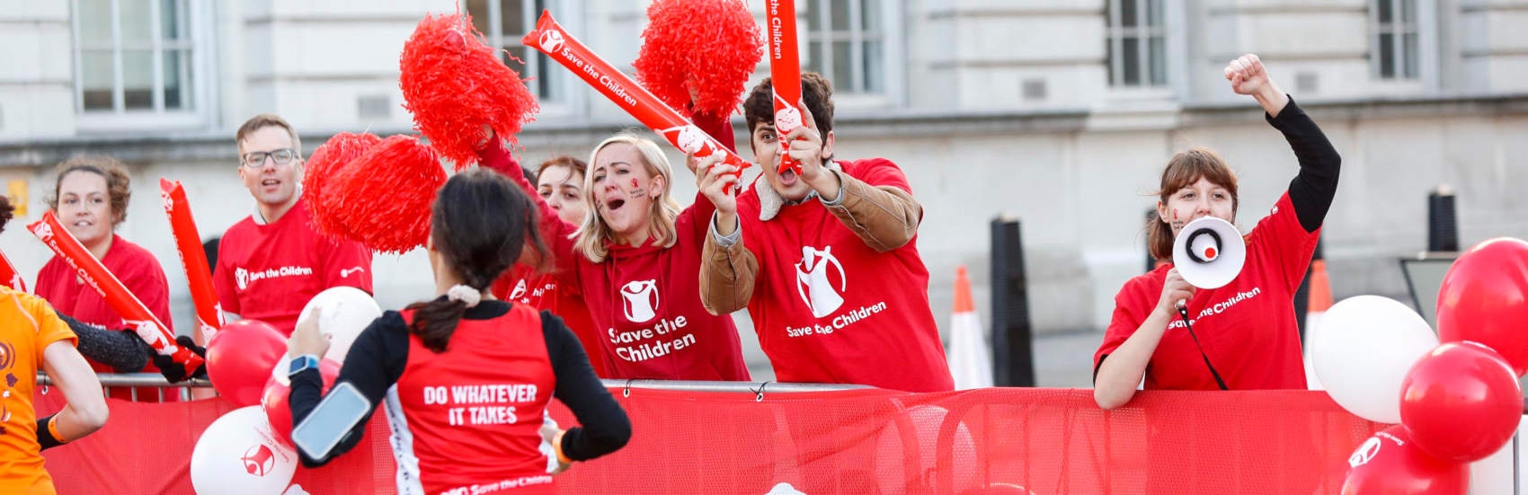 Volunteers do Whatever it Takes to Save Children, running for Save the Children in the Royal Parks Half Marathon