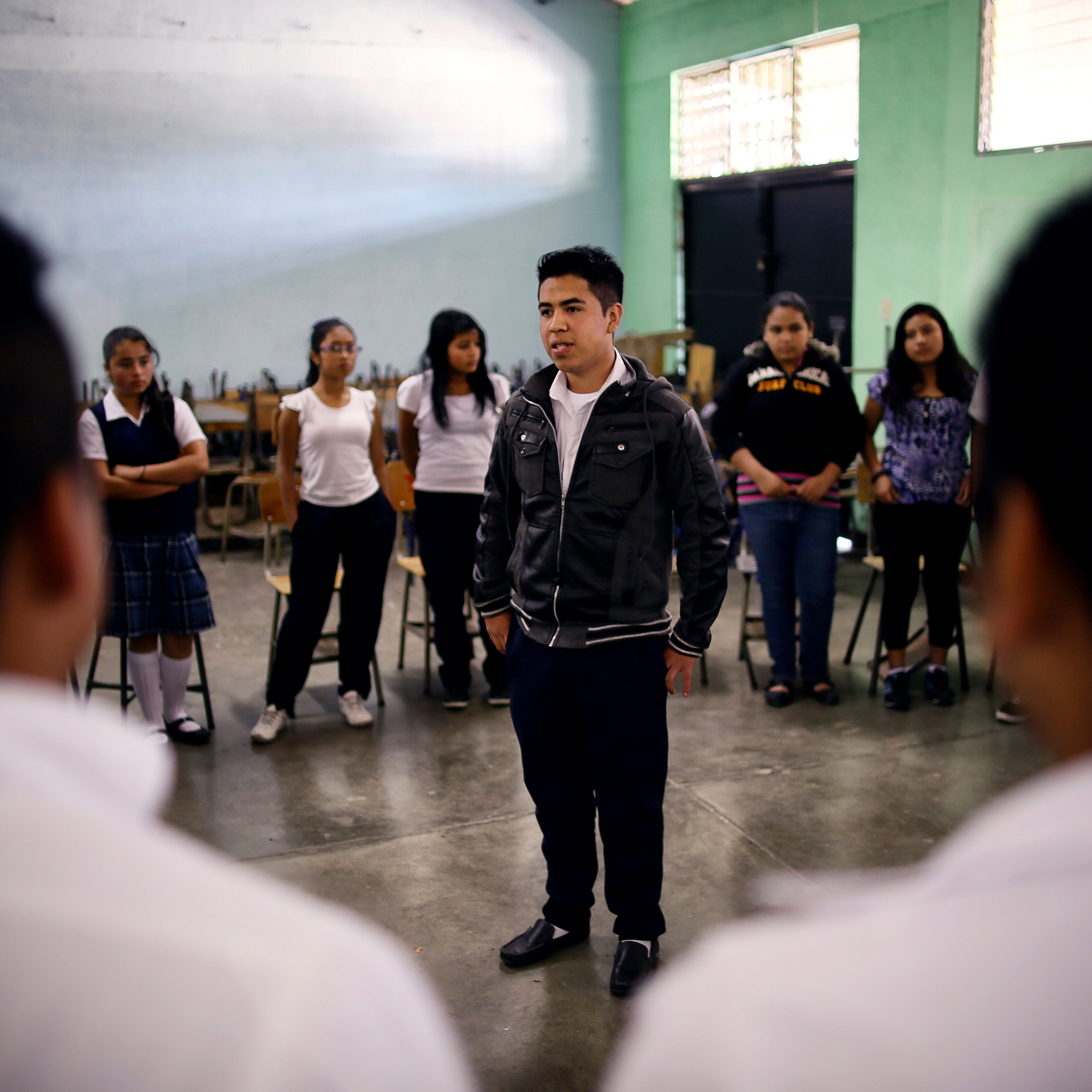 Students participate for the first time in a peace-building workshop at the Instituto Maya, Zone 18, Guatemala City, Guatemala. Photo credit: Save the Children