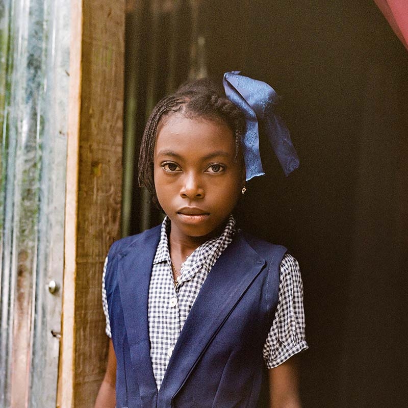 Little girl in a school uniform