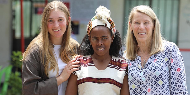 Ethiopia, Elsa and Caroline with a LEEP participant