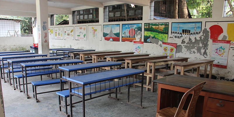 Bangladesh, a photo of an empty classroom.