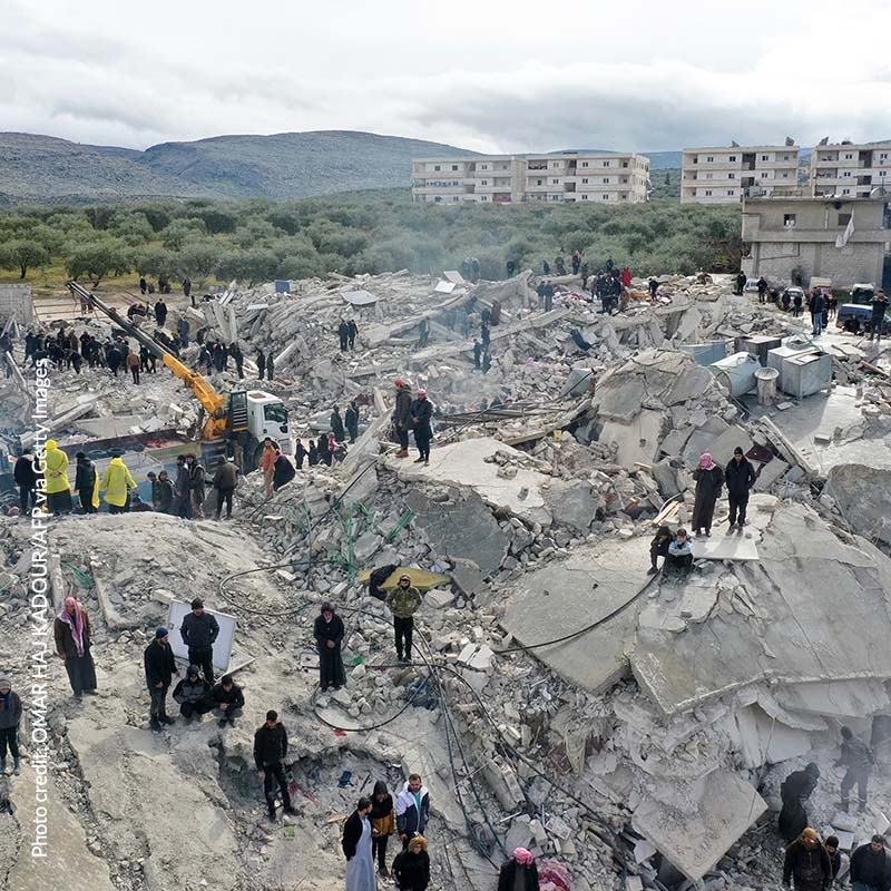 Survivors search the rubble following a deadly earthquake that struck the Turkey and Syria borders.