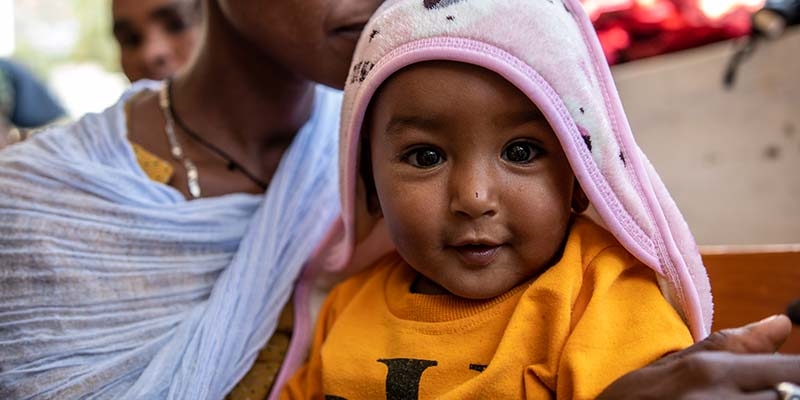 Eshe* (9 months) received her measles vaccine at an Emergency Health Unit clinic in Tigray, Ethiopia
