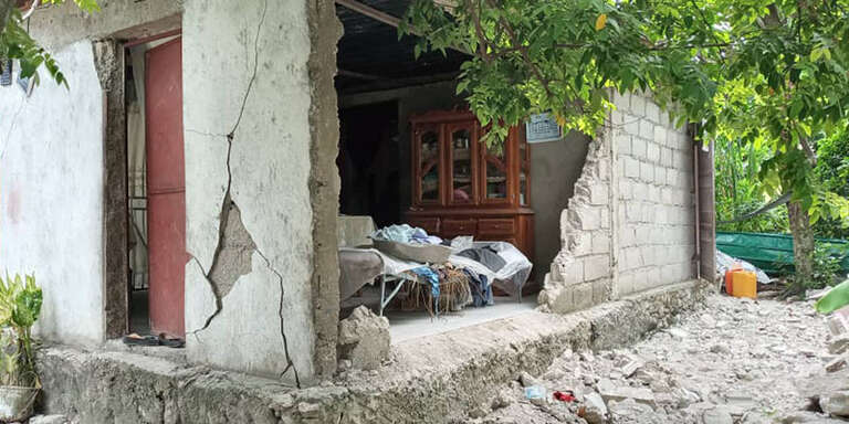 A home destroyed by the Haiti earthquake. 