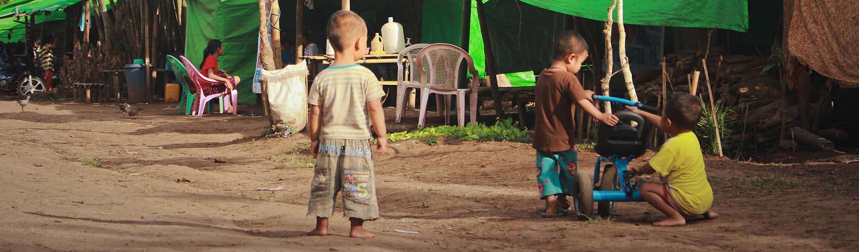 Children playing at the IDP camp in Kayah State, Myanmar. 