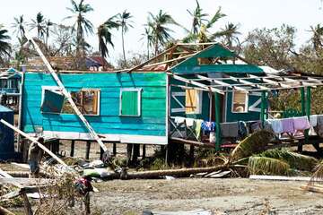 A home in Nicaragua is badly damanged after Hurricane Eta. 