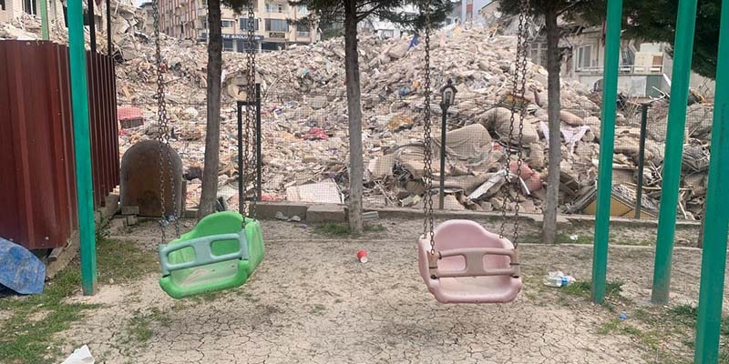In Syria, a playground was destroyed by a deadly earthquake.