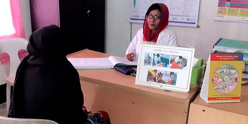 Bangladesh, Nurun Nahar Begum works as a paramedic in the Union Health and Family Welfare Center set up by the Union Parishad in the remote island of Nijum Dip in Hatiya, Noakhali district.