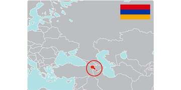 A map shows the country of Armenia as well as the flag.