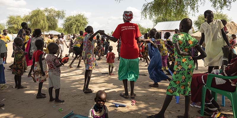 South Sudan, children play in a Save the Children Child Friendly Space