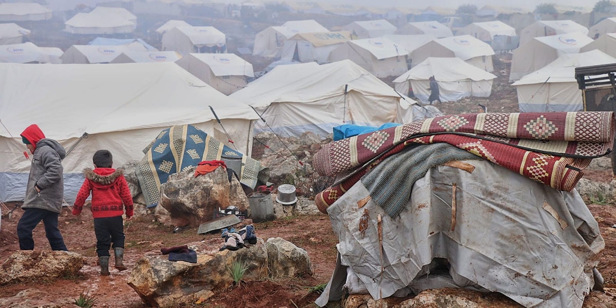 Due to the escalation of violence in North West Syria, several families from the eastern countryside of Marat Al Numan were forcibly displaced and are now living in a displacement camp.