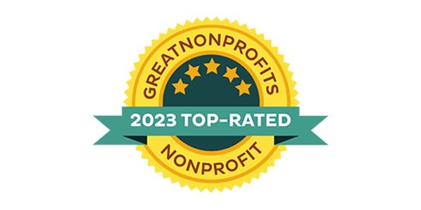 The 2023 GreatNonProfits Top-Rated badge.