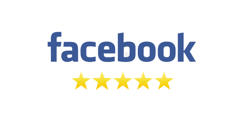 Facebook reviews five-star rating logo. 