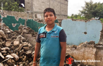 Armando, 12, and his grandfather (not pictured) are now homeless after their house was reduced to rubble by the one of the Mexican earthquakes.