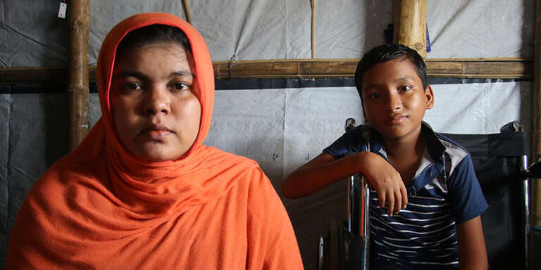 Banna,* 11, and his mother Rubaida,* 30, live in a Rohingya refugee camp in Cox’s Bazar, Bangladesh. 