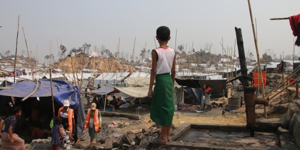 A deadly fire ripped through Rohingya camps in Cox's Bazar in March 2021.All 18 learning spaces run by Save the Children in the camps that were affected by the fires were destroyed, along with all their books and educational materials.