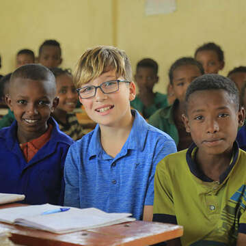 Sacha visiting Ethiopia through Save the Children's sponsorship program.