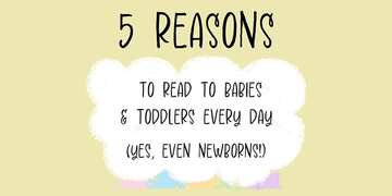 A graphic that reads, Reasons to Read to Babies and Toddlers Every Day