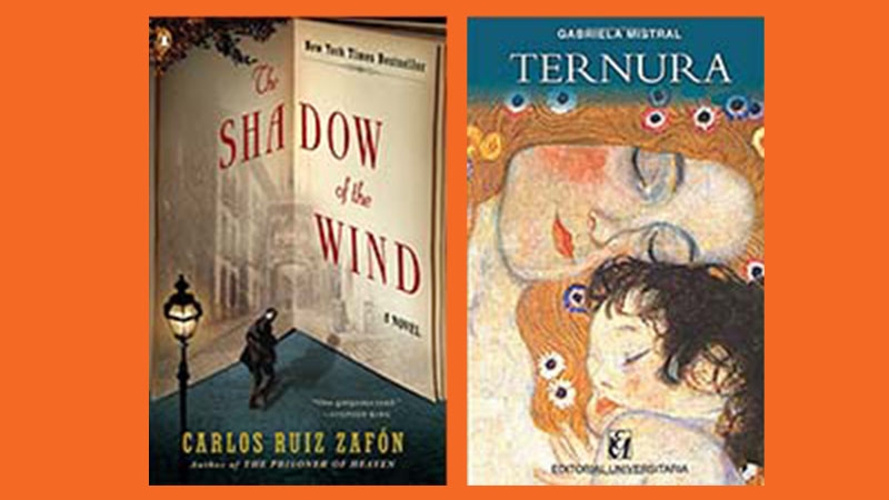 two book covers: The Shadow of the Wind and Ternura
