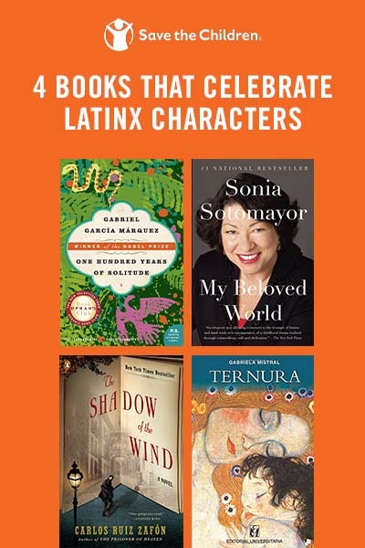 Image with book covers that celebrate Latinx Characters. 