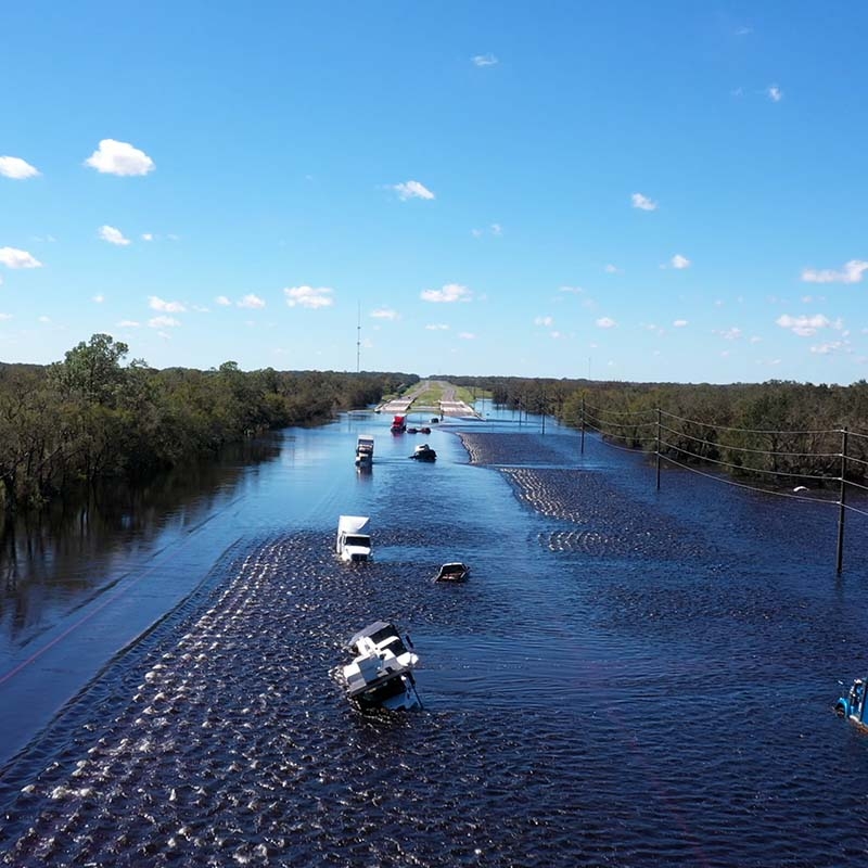 In Florida, roadways were flooded as a result of the deadly Category 4 hurricane Ian. 