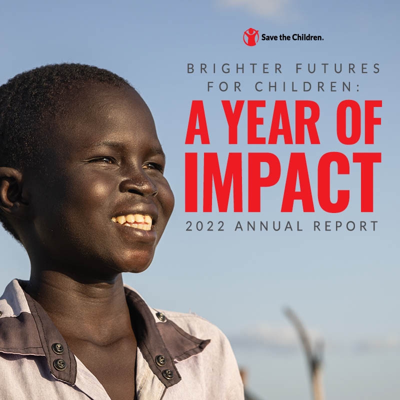 The cover of the 2022 Annual Report, Results for Children 