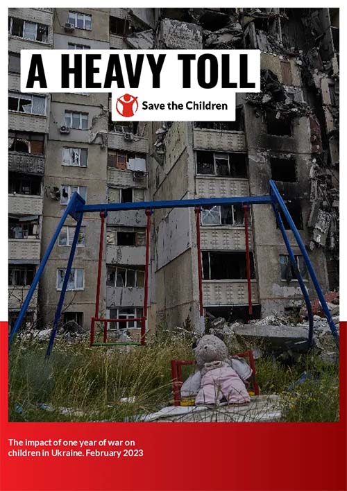 The cover of A Heavy Toll report: One Year of War in Ukraine
