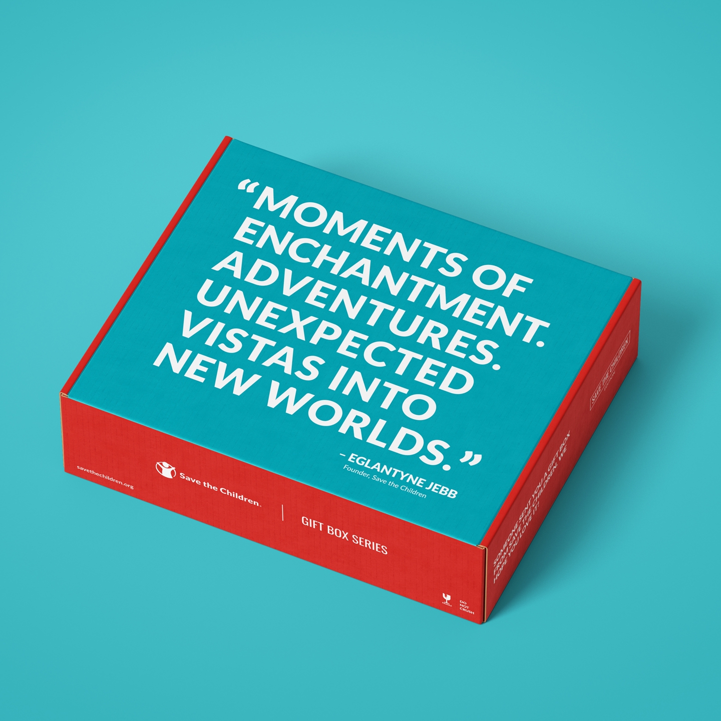 Gift Box that says: Moments of Enchantment. Adventures. Unexpected Vistas into New Worlds. - Eglantyne Jebb